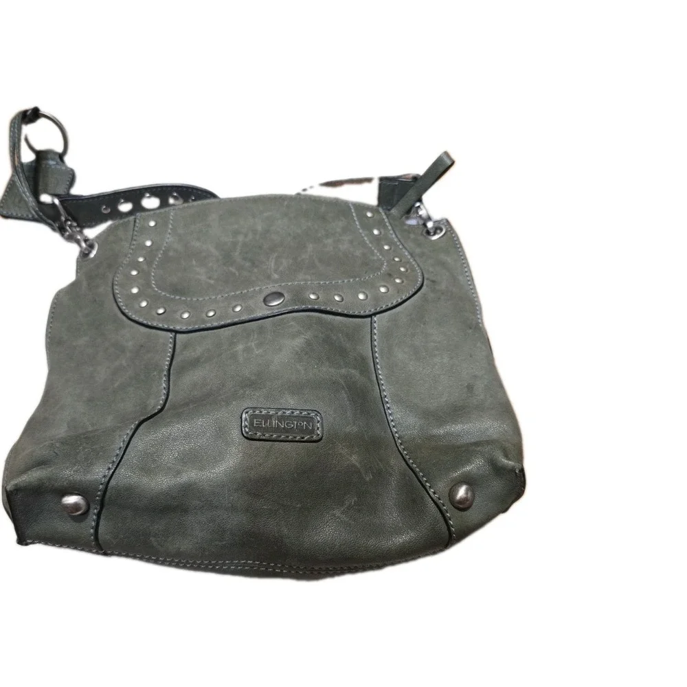 Ellington Grey Leather Studded Hobo Shoulder Bag